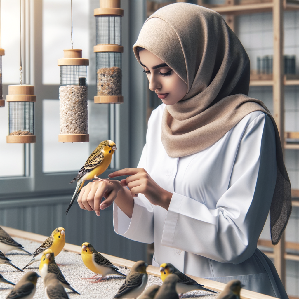 Professional bird trainer demonstrating non-aggressive methods of controlling canary bird territorial behavior for optimal canary bird care and behavior modification.
