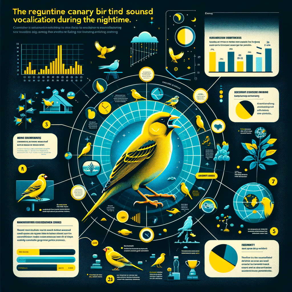 Infographic illustrating common causes and reasons for canary bird vocalizations at night, highlighting understanding of canary bird night sounds and nocturnal behavior.